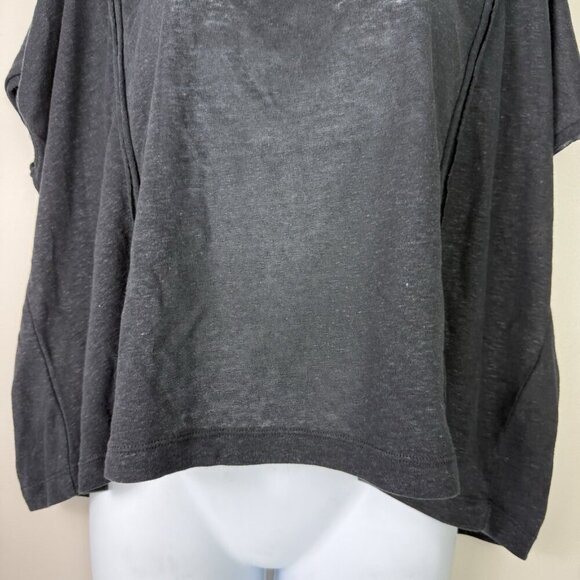 Max Studio Women's Black Linen Blend Short Sleeve Slouchy Oversized Top Size L - Picture 4 of 7